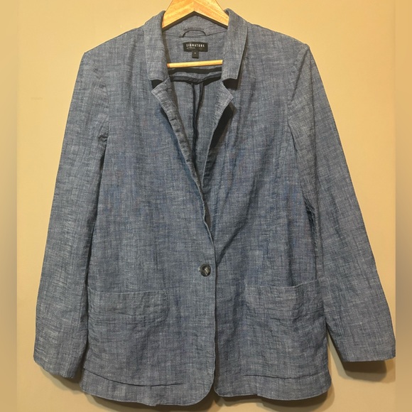 REITMANS SIGNATURE Chambray Denim Blue Blazer - Picture 1 of 7